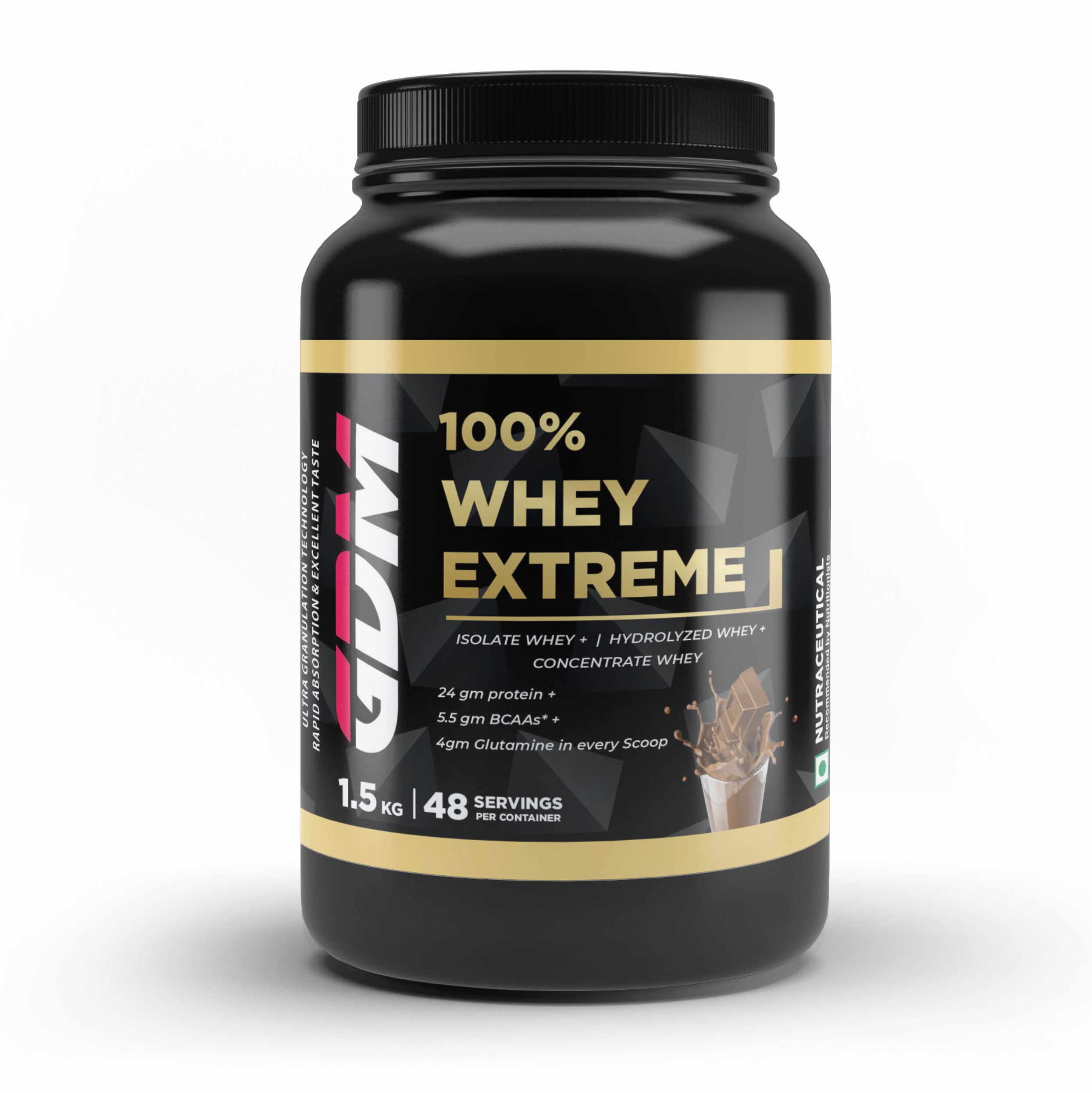 100% WHEY PROTEIN POWDER WITH BCAA & GLUTAMINE